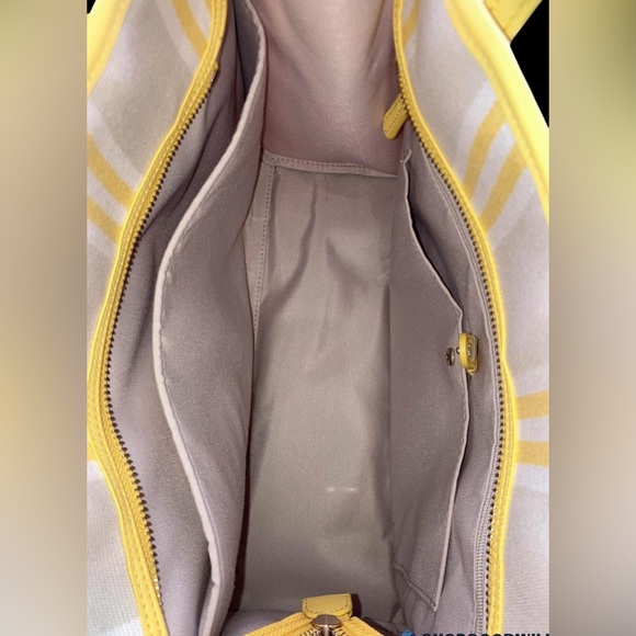 Kate Spade Morning Light Sam Yellow & White Striped Canvas Market Tote EUC - Picture 12 of 13